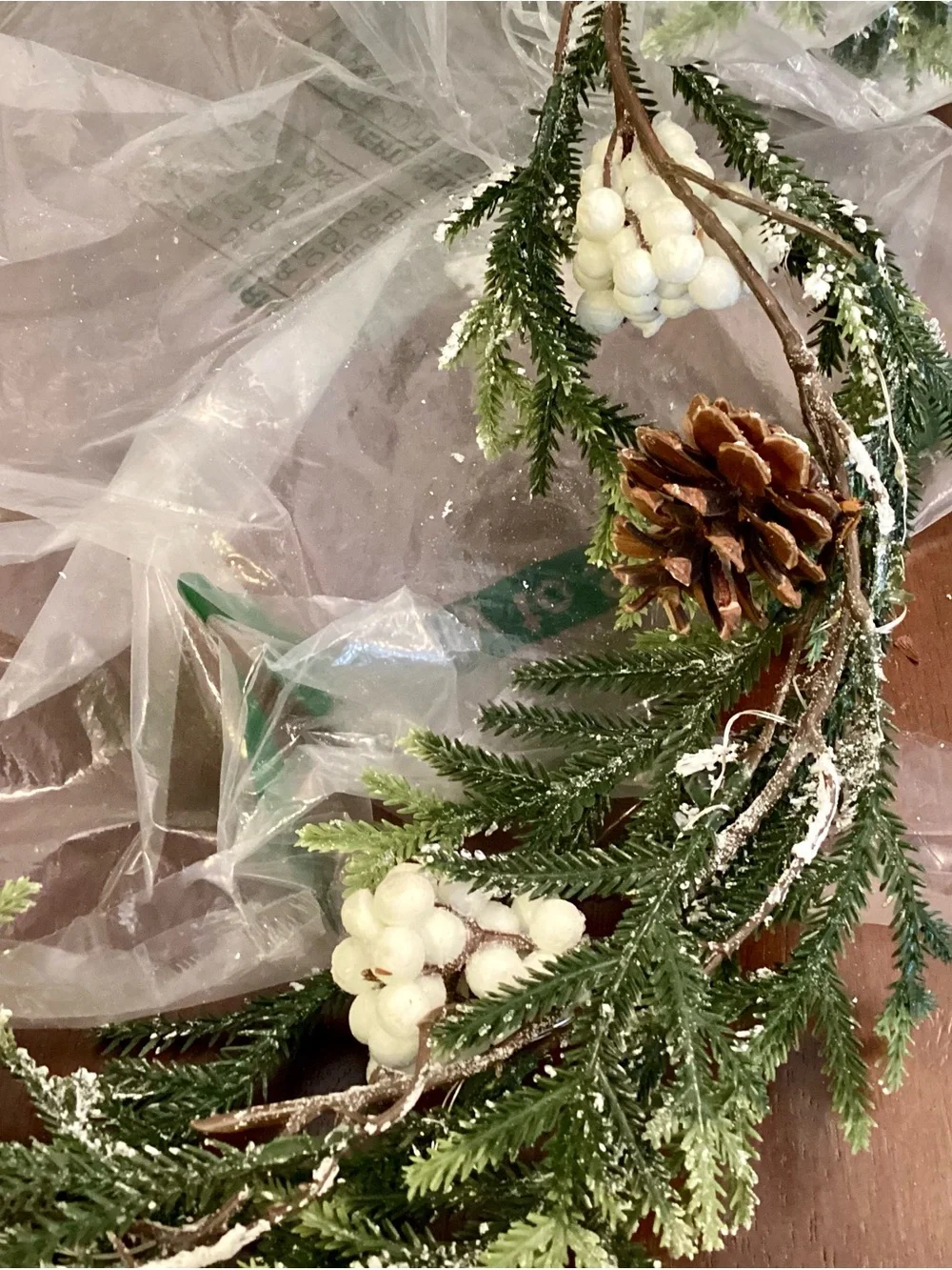 New Pine & Berry Holiday Garland with lights